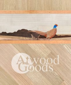 Rustic parquet border featuring handcrafted hunting scene for luxury homes