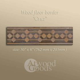 Wood floor border inlay Cruz design, handmade decorative flooring border strip